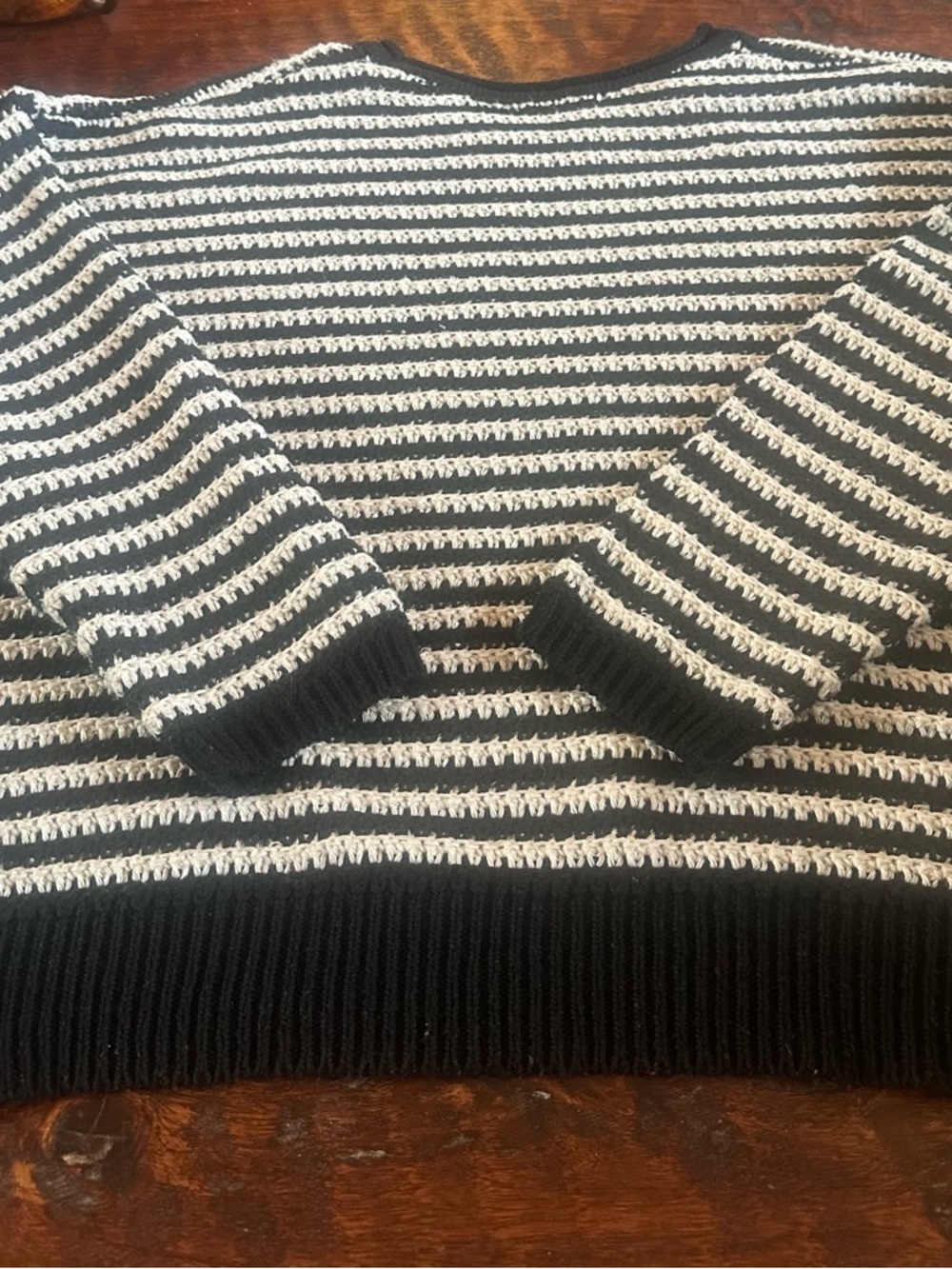 Anthropologie Black & White Striped Crewneck Sweater - Picture 5 of 5